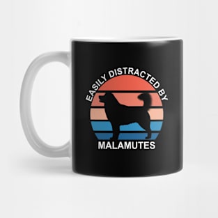 Easily Distracted By Malamutes - White Text Mug